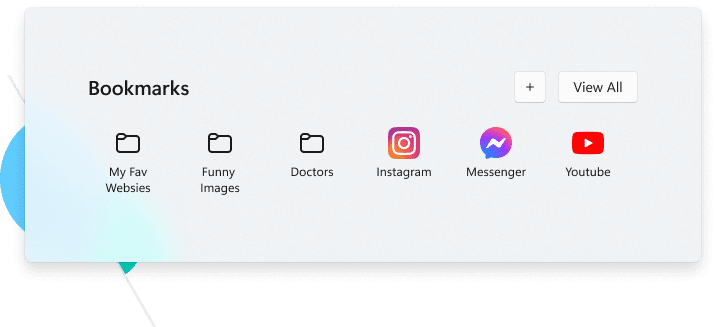 All your browser bookmarks available on the dashboard.