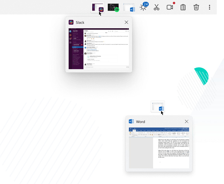 OneLaunch windows previews.