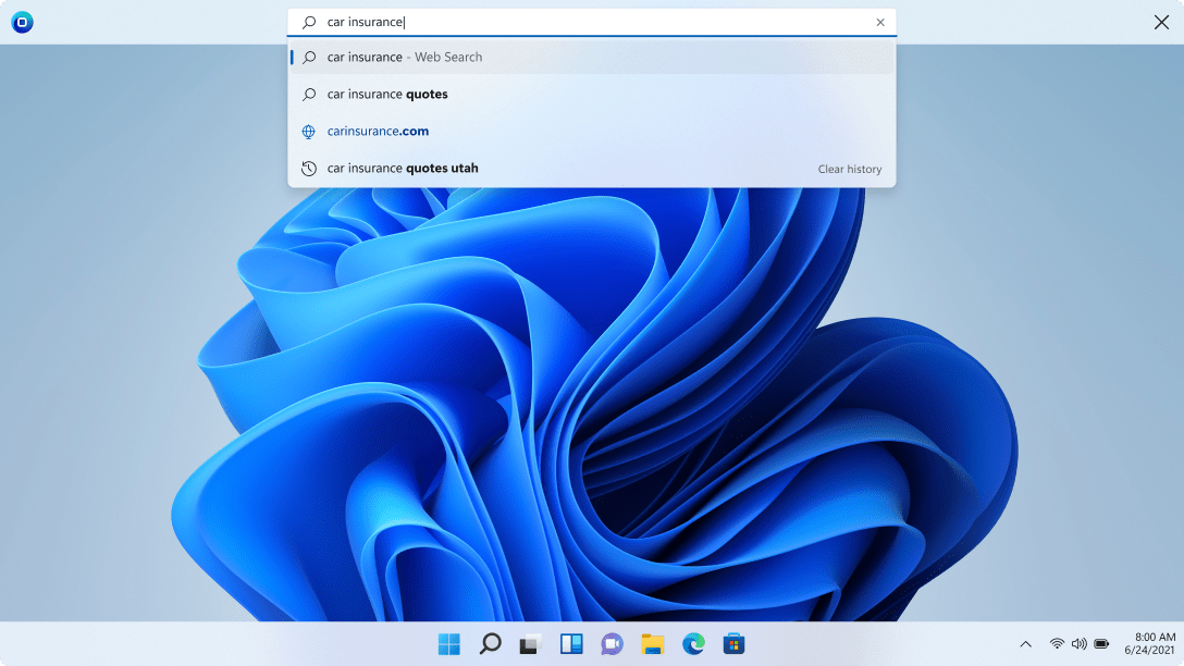 Whindow 11 search from dock.